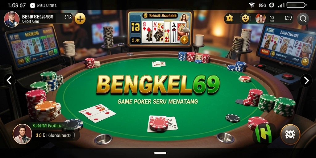 Tampilan gameplay Poker BENGKEL69 yang menarik dan interaktif.