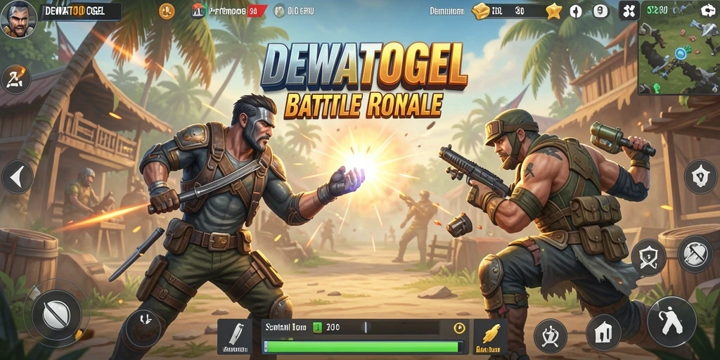 Tampilan gameplay seru DEWATOGEL dalam pertempuran Battle Royale.