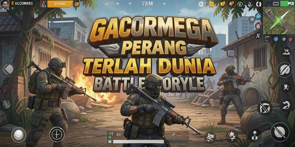 Tampilan gameplay seru dalam GACORMEGA selama pertempuran Battle Royale.
