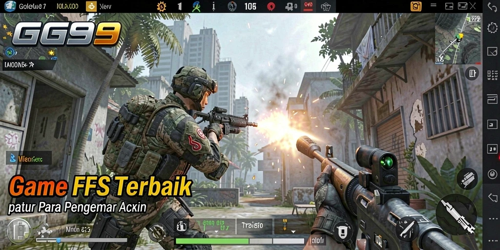 Screenshot GG99 yang menampilkan aksi mendebarkan dalam permainan FPS.