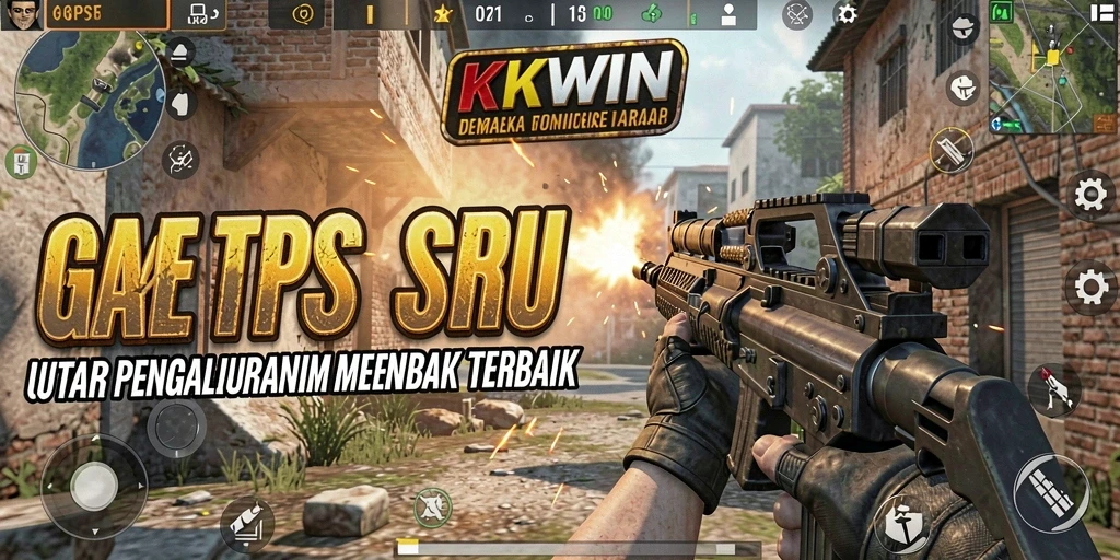 Tampilan gameplay seru dari KKWIN yang menampilkan aksi menembak intens.