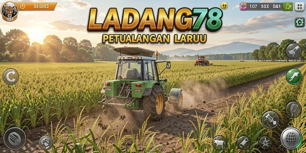 Screenshot menunjukkan gameplay seru di ladang penuh warna.