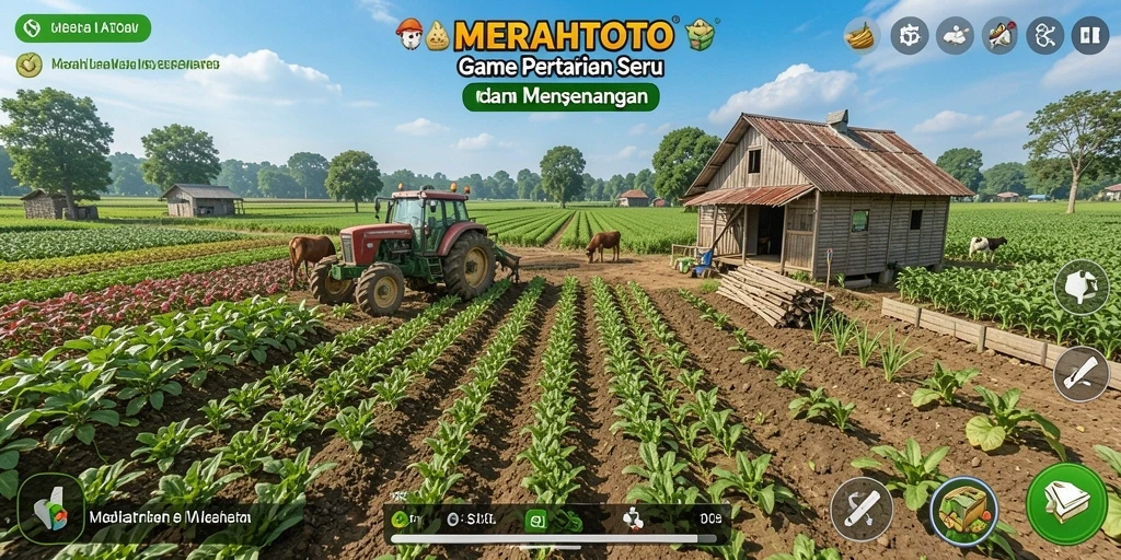 Tampilan gameplay seru di MERAHTOTO dengan elemen bertani yang interaktif.