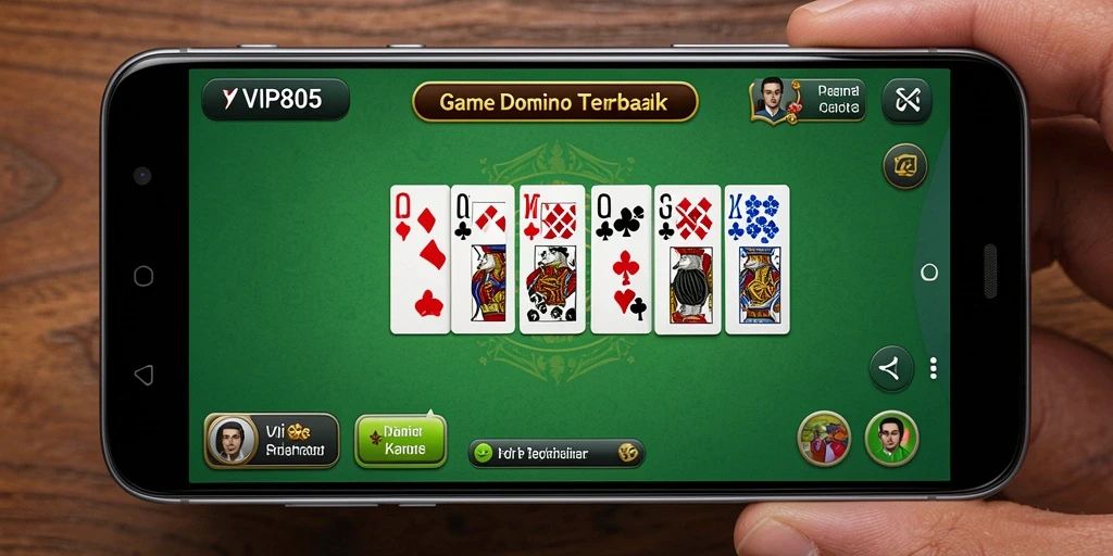 Screenshot permainan Domino VIP805 menampilkan pemain sedang bersaing.